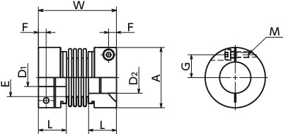MBB-C挠性联轴器-波纹管型寸法図