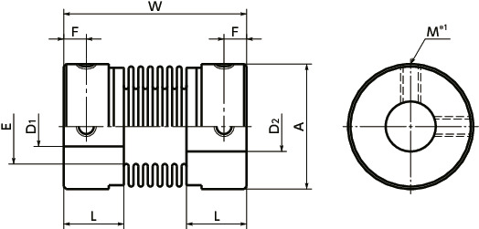MFB挠性联轴器 - 波纹管型寸法図