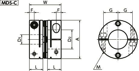 MDS挠性联轴器 - 单膜片型寸法図