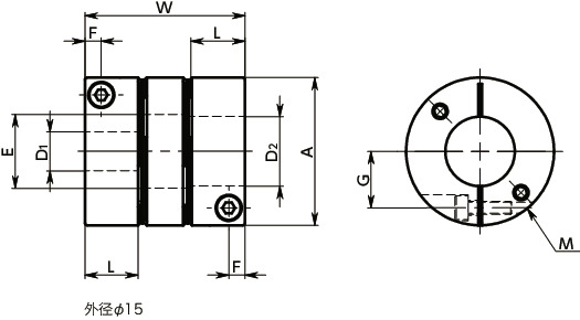 XHW-C-L挠性联轴器 - 膜片型 - 夹紧型寸法図