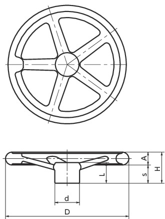 d-n喇叭型手轮寸法図