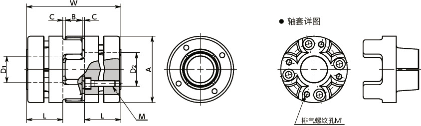 MJB-RD挠性联轴器 - 梅花型（胀紧套型）寸法図