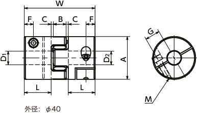 MJC-CS-BL挠性联轴器 - 梅花型 - 夹紧型寸法図