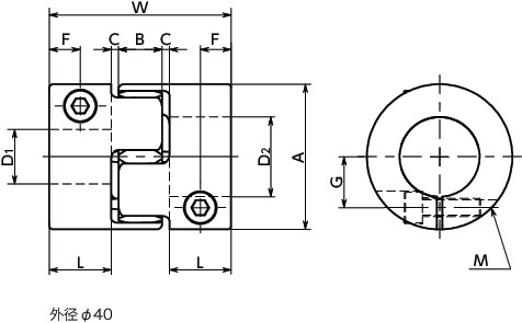 MJS-CS-GR挠性联轴器 - 梅花型（短巧型） - 夹紧型寸法図
