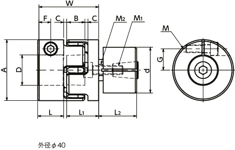 MJS-CSE-EGR挠性联轴器 - 梅花型 （中空轴用）寸法図