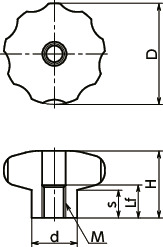 KEHS-K不锈钢握把旋钮寸法図