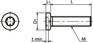 SNZCXS梅花槽精密仪器用盘头小螺钉（精密螺丝）寸法図