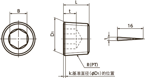 SFTS-PS配管用锥形螺塞（沉头型）寸法図