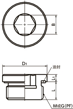 SPN-L-G内六角法兰螺塞寸法図