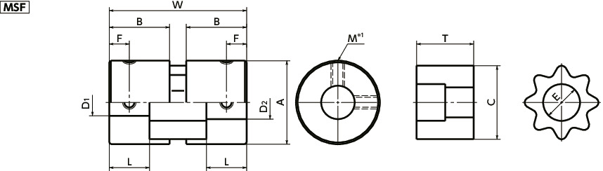 MSF挠性联轴器 - 锯齿型寸法図