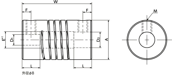 MSH挠性联轴器 - 螺旋槽型寸法図