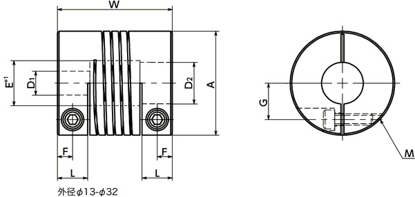 MSH挠性联轴器 - 螺旋槽型寸法図