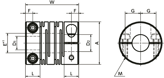 MST-C挠性联轴器 - 狭缝型 - 夹紧型寸法図