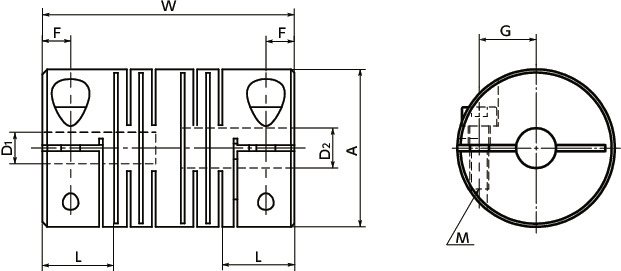 MSXP-C-W-SP真空可变电容器用联轴器寸法図