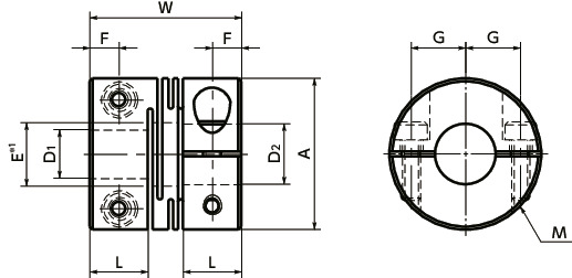 MWS-C挠性联轴器 - 狭缝型 - 夹紧型寸法図